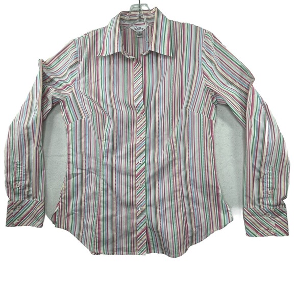 Lilly Pulitzer Pink Vertical Striped Women’s Size 10 Button Down Shirt Top - Picture 1 of 14